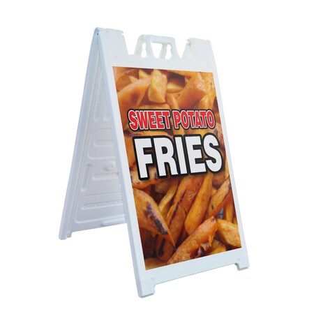 Signmission Sweet Potato Fries, A-Frame & 2 Decals Installed, Heavy-Duty Plastic Frame SBHD-D-2436-Sweet Potato Fries