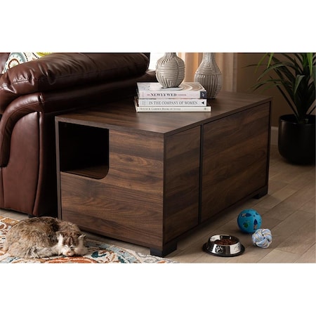 Believercreyente Baxton Studio Connor Walnut Brown Finished 2-Door Cat Litter Box Cover House BE1675611