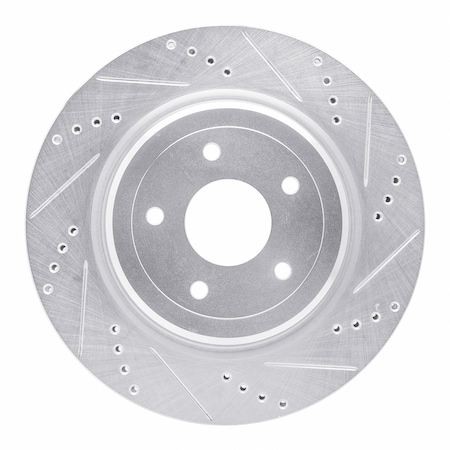 Dynamic Friction Co DFC Brake Rotor - Drilled and Slotted - Silver 631-47035R
