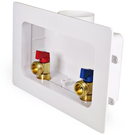 Everflow Washing Machine Outlet Box W/ Valves 1/2'' CPVC; White ABS SB300-C