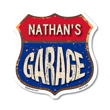 Signmission Nathan's Garage, 6 Inch X 6 Inch, Plastic Sign SHI-P-6-383-NATHAN