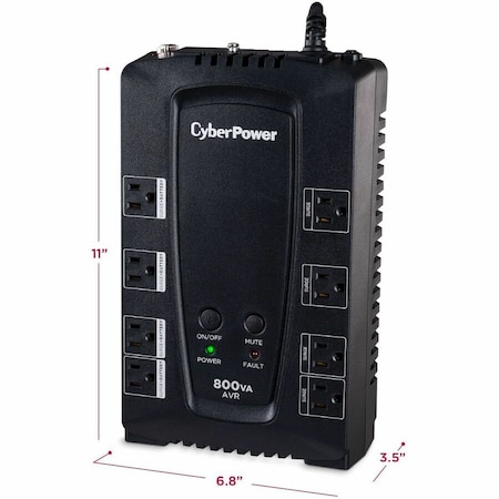 Cyberpower UPS System, 800VA, Line Interactive, Out: 120V AC In: 120V AC CP800AVR