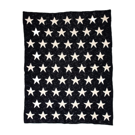 Homeroots Navy Blue And White Stars Knitted Baby Blanket 383154