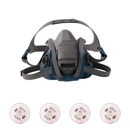 3M Half Mask Respirator Kit: 4 Filters Included, Nuisance Acid Gas, P100 Filter, Quick Latch, Size L 29WT70-5WYZ5
