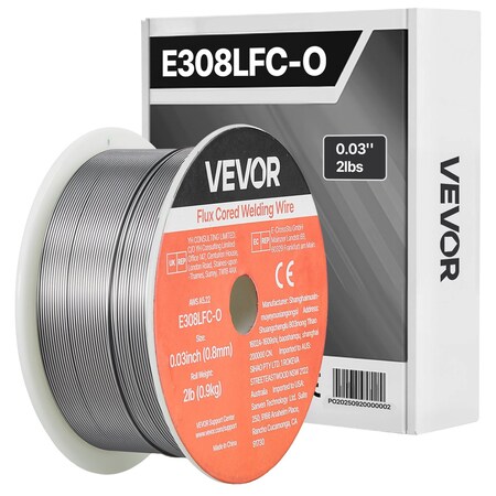 Vevor Flux Core MIG Welding Wire 0.03 in 2LBS Gasless MIG Welding Wire E308LFC-O