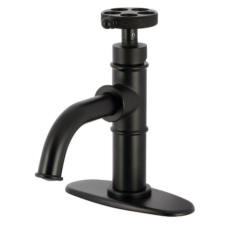Kingston Brass One-Handle 1-Hole Bathroom Faucet with Knurled Handle, Deck Plate, and Push Pop-Up Drain KSD2820RKX