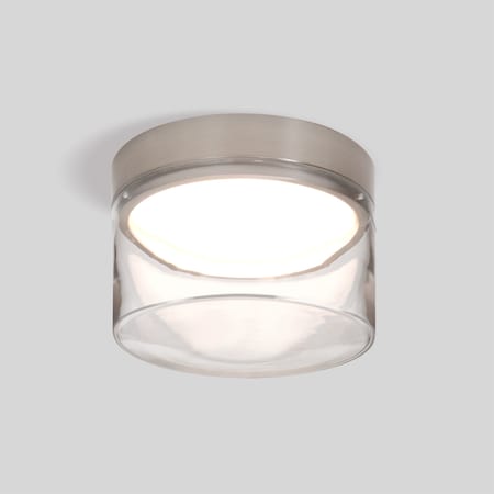 Besa Lighting Besa Epic Flush mount, Clear Shade, Satin Nickel Finish, 1x12W LED EPICCLC-LED-SN