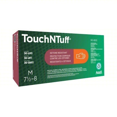 Ansell TouchNTuff, Latex/Neoprene/Nitrile, 17 mil, Powder-Free, Orange, S, 30 PK 93-800