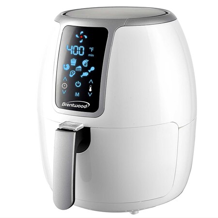 Brentwood Industries Small 1400 Watt 4 Quart Electric Digital Air Fryer with Temperature Control in White AF-400DW
