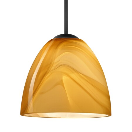 Besa Lighting Besa Sasha Pendant, Honey, Black Finish, 1x 9W LED 1BT-7572HN-LED-BK