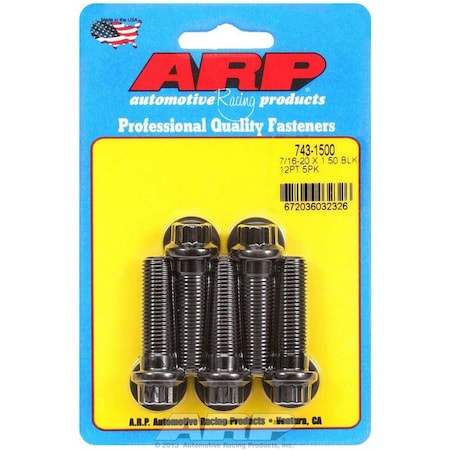 Arp 743-1500 0.44-20 x 1.5 in. 12-Point Chromoly Steel Bolt Kit, 5 Piece ARP743-1500