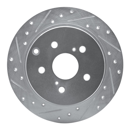 Dynamic Friction Co DFC Brake Rotor - Drilled and Slotted - Silver 631-76089L