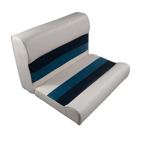 Horizon Mfg Premium Series 28 Pontoon Bench Seat Cushion Set Only White/Navy/Blue 3000-AADK