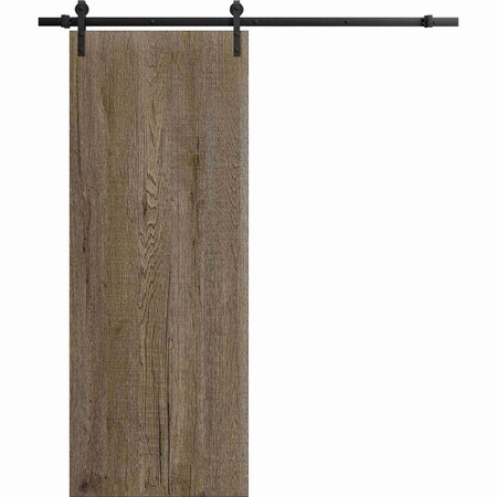 Sartodoors Modern Barn Door 32 x 80 inches, BASIC 3001 Antique Oak, 6.6FT Rail Track Heavy Hardware Set, Sol BASIC3001BD-B-OANTI-32