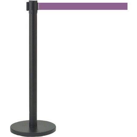 Aarco Retractable Belt Barrier, Black Finish/Purple Belt, 7 ft Length, Black HBK-7PU