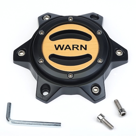 Warn Wheel Center Cap Closed Style Black with Gold Emblem for Moonsault Diamond Cutter Wheels 104481