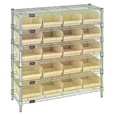 Quantum Storage Systems WIRE SHELVING UNIT W / IVORY BINS WR6-36-1236-107IV
