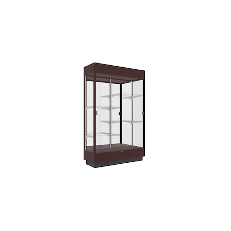 Ghent Heritage Wood Display Case, Lighted, Urban Walnut Oak Hardwood, Mirror Back, 76''Hx48''Wx18''D 893M-MB-U