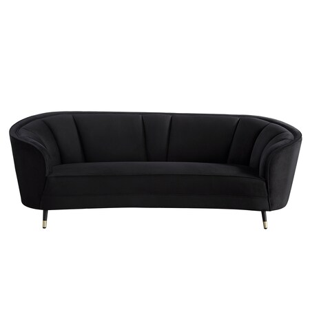 Homeroots 92" Black Velvet Sofa 491038