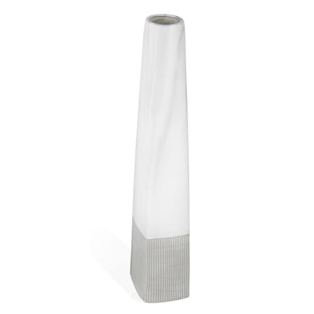 Homeroots 32" White Faceted Geometric Tapered Ceramic Floor Vase 576739