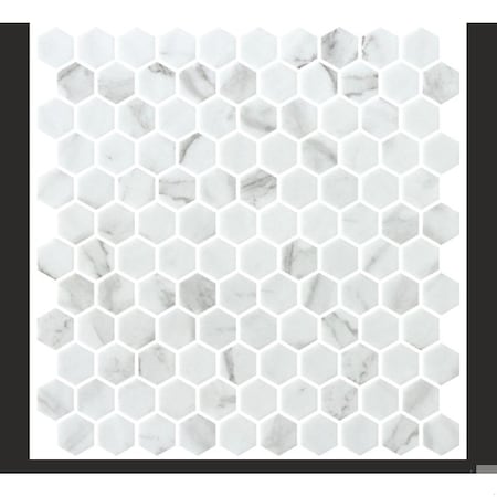 SAMPLE-Vargal 1-in. Honeycomb Marble Look Recycled Glass Hexagon Wall & Floor Mosaic Tile