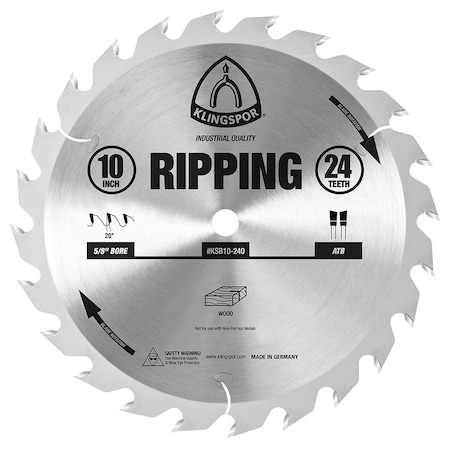 Klingspor 10", 24-Tooth Ripping Saw Blade KSB10-240