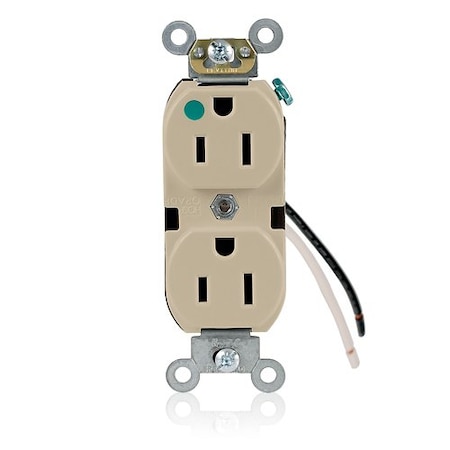 Leviton Leaded Dup Rec HG 15A 125V Self-Gr Ivr 8200-CI