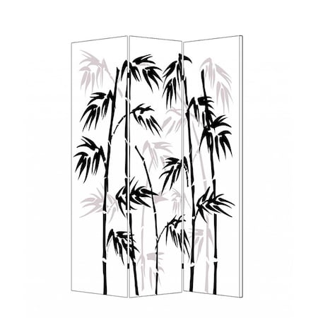 Homeroots 72" Black And White Canvas Folding Three Panel Screen Room Divider 274632