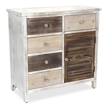 Homeroots 32" Brown Solid Wood End Table With Five Drawers And Two Shelves 488584