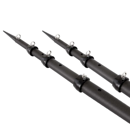 Tigress 15' XD 3K Carbon Fiber Telescoping Outrigger Poles - Matte Black/ Black - Pair 88679-6