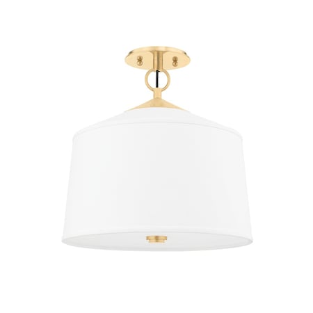 Hudson Valley Lighting White Plains 1 Light Semi Flush 14 In. Aged Brass 5210-AGB