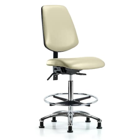 Blue Ridge Ergonomics High Bench Chair No Arms, 26" to 35-1/2" Height, Vinyl, Adobe White BR-VHBCH-MB-CR-T1-A0-CF-RG-8501