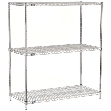 Global Industrial Nexel 3 Shelf, Stainless Steel Wire Shelving Unit, Starter, 24"W x 24"D x 54"H B3149552