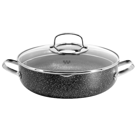 Korkmaz Galaksi Non Stick 11 Inch 4.5 Liter Low Casserole with Lid in Black A2958