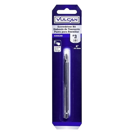 Vulcan Screwdriver Bit, Hex Shank, S2 Chrome Molybdenum Steel 375241OR