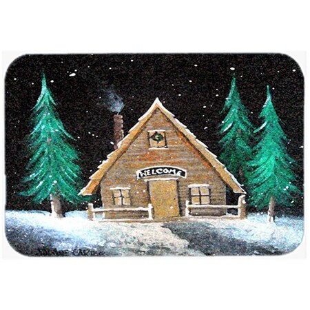 Carolines Treasures Welcome Lodge Christmas Log Home Glass Cutting Board- Large PJC1090LCB