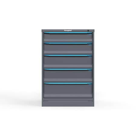 Strong Hold 5 drawer cabinet - (1x 5ft, 1x 6ft, 2x 7ft, 1x 8ft) - Blue accents - Keyed Different S3044-PPDAS-0502FS
