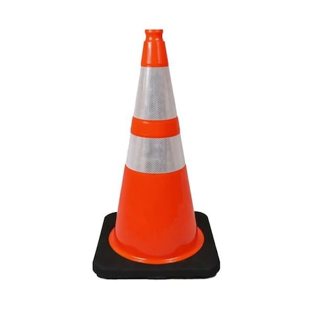 Interstate Safety 28 Inch PVC 7lbs Traffic Cone with Dual- Reflective Bands - Orange 50028