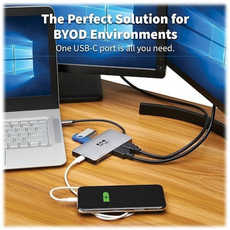 Eaton Tripp Lite Series USB-C Dock, Dual Display - 4K 60 Hz HDMI, USB 3.x 5Gbps Hub Ports, Memory U442-DOCK8-GG