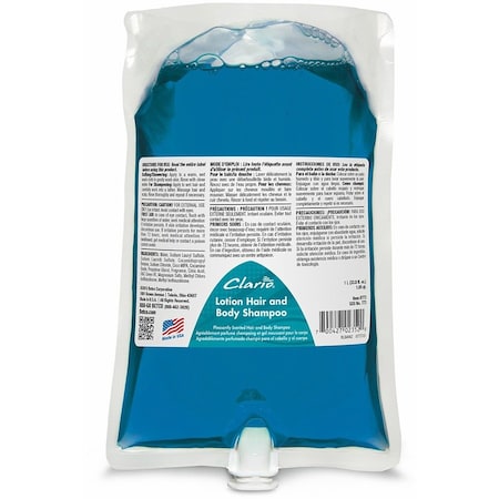 Betco Clairo Lotion Hair and Body Shampoo Refill, 1 liter, 6PK 7732900