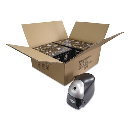 Bostitch QuietSharp Executive Electric Pencil Sharpener, AC-Powered, 4 x 7.5 x 5.13, Black/Silver, 6PK EPS8HD-BLKCT