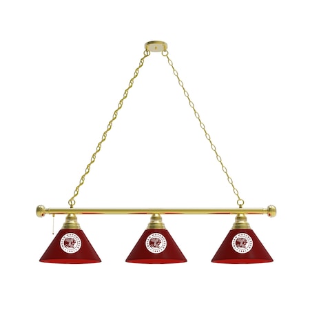 Holland Bar Stool Co Indian Motorcycle 3 Shade Billiard Light, Brass Fixture, Burgundy Shades BL3BRIndn-HD-Bu