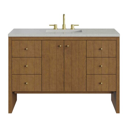 James Martin Vanities Hudson 48" Single Vanity, Honey Oak w/ 3 CM Lime Delight Silestone Top 435-V48-HNO-3LDL