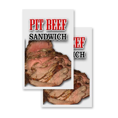 Signmission Pit Beef Sandwich, Vinyl Decals Only 24 Inch x 36 Inch, Vinyl Decal, 2PK DSB-2436-2PACK-Pit Beef Sandwich