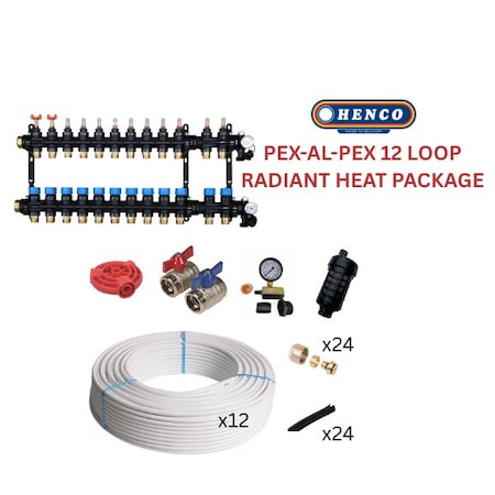 Henco Infloor radiant heating set - PEX-AL-PEX + composite manifold - 3130 - 3400 sqft 806373