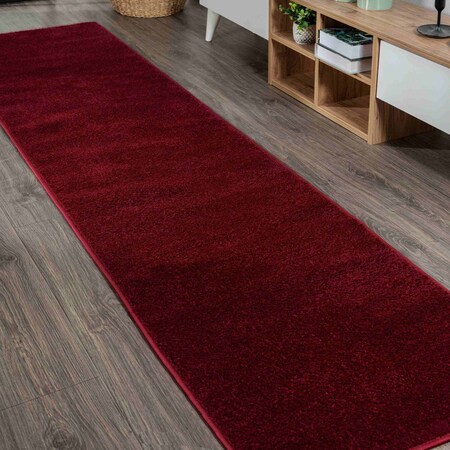 Jonathan Y Haze Solid Low-Pile Dark Red 2 ft. x 12 ft. Runner Rug SEU100Q-212