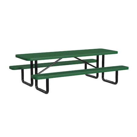 Leisure Craft Rectangle Picnic Table, Green, In Ground Mount, 8 ft L T8XPIG-GREEN