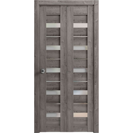 Sartodoors Sliding Closet Bi-fold Doors Grey Solid Core Modern Interior QUADRO4445BF-NEB-36 x 84 (2* 18x84)