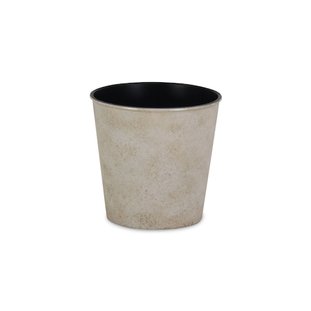Homeroots 5in Cream Recycled Plastic Indoor Outdoor Round Pot Planter 488311
