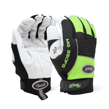 Dex Savior Lined Goat Grain, Padded Palm, Neoprene Cuff, Lime Green/Black L MG355FG L